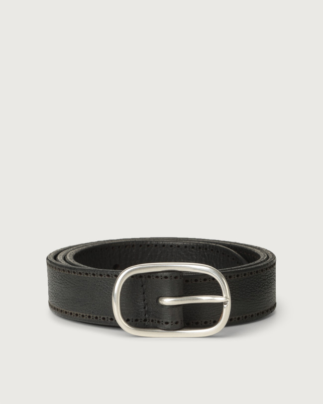 Orciani Chevrette nabuck leather belt 3 cm Nubuck Black