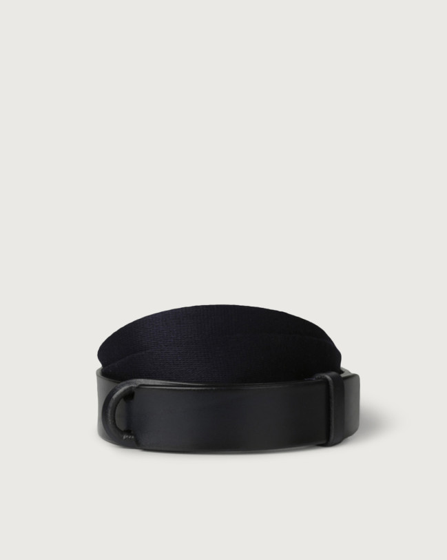 Orciani Bull Leather and fabric Nobuckle belt Blue