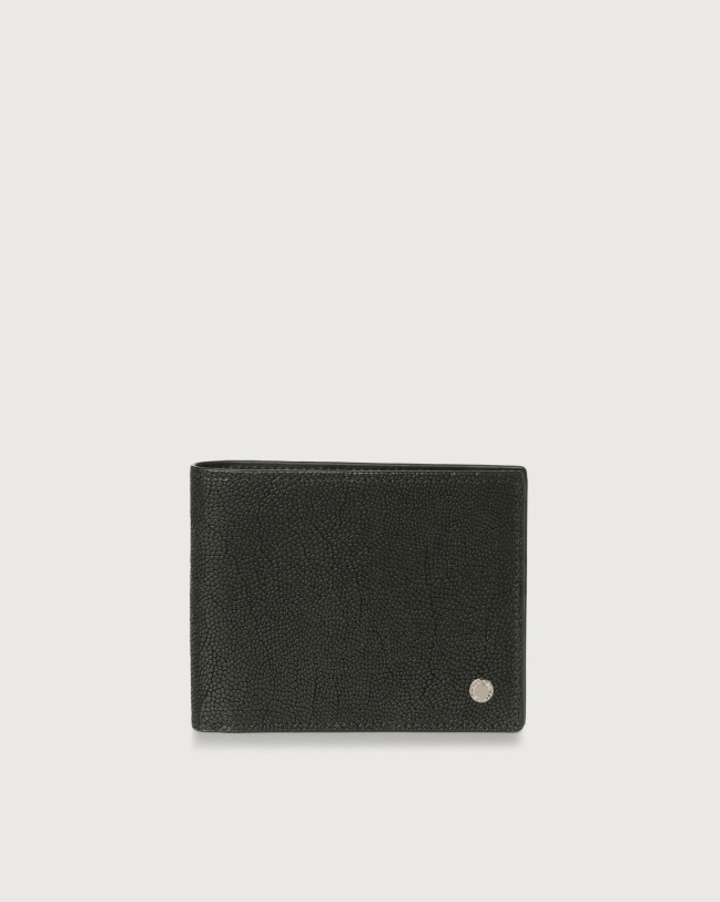 Orciani Frog leather wallet with RFID protection Embossed leather Black