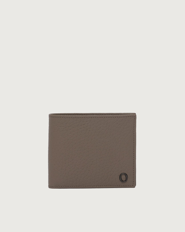 Orciani Soft leather wallet with coin pocket Grained leather taupe