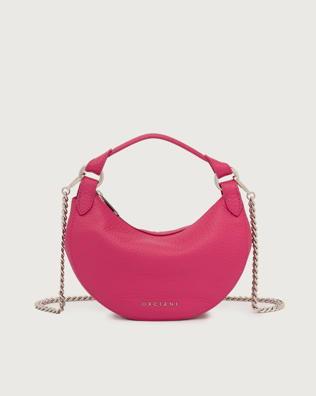 Orciani Dumpling Soft leather mini bag with strap Grained leather Fuchsia