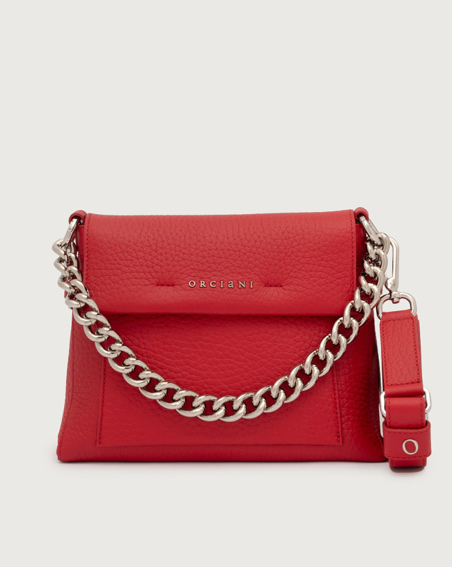 Orciani Missy S Soft grained leather shoulder bag with strap Grained leather Marlboro red