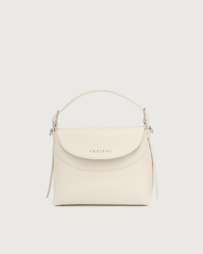Orciani Nana Soft Small leather handbag with strap Grained leather White