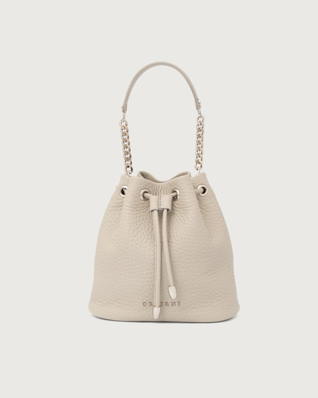 Orciani Nest Soft grained leather mini bucket bag Grained leather Clay