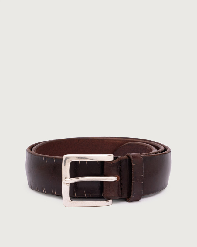 Orciani Bull Soapy leather belt 3,5 cm Leather Chocolate