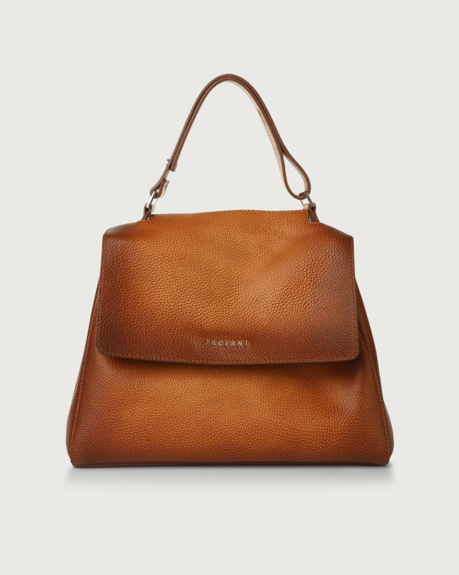 Orciani Sveva Vanish One medium leather shoulder bag with strap Leather Cognac