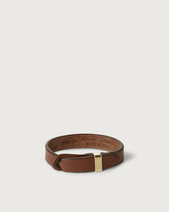 Orciani Bull leather Nobuckle bracelet with gold detail Leather Burnt