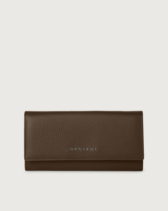 Orciani Micron leather envelope wallet with RFID Leather Brown