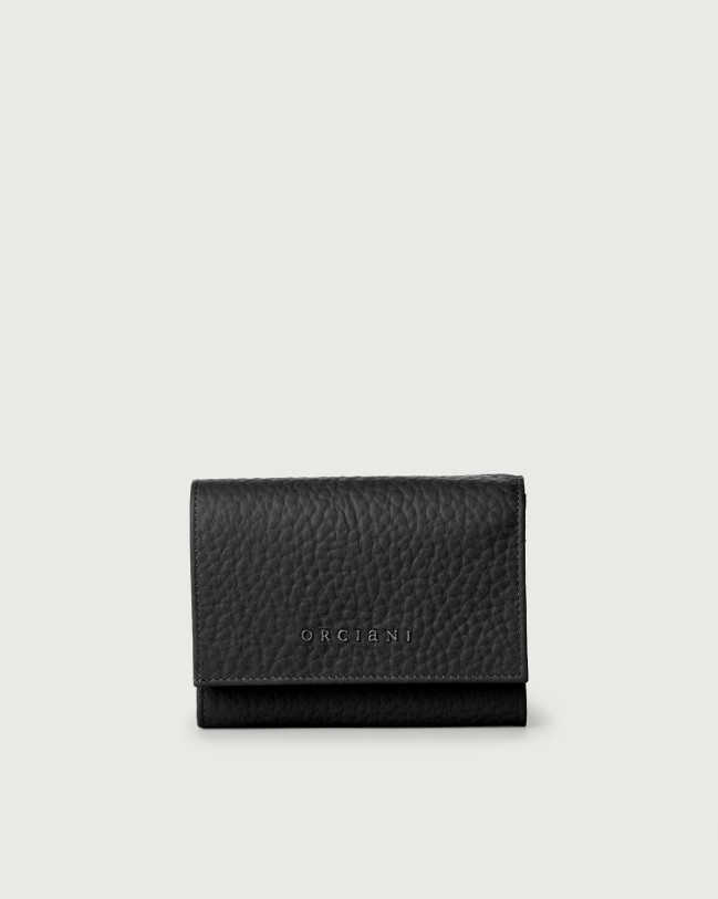 Orciani Soft leather wallet with RFID protectrion Grained leather Black