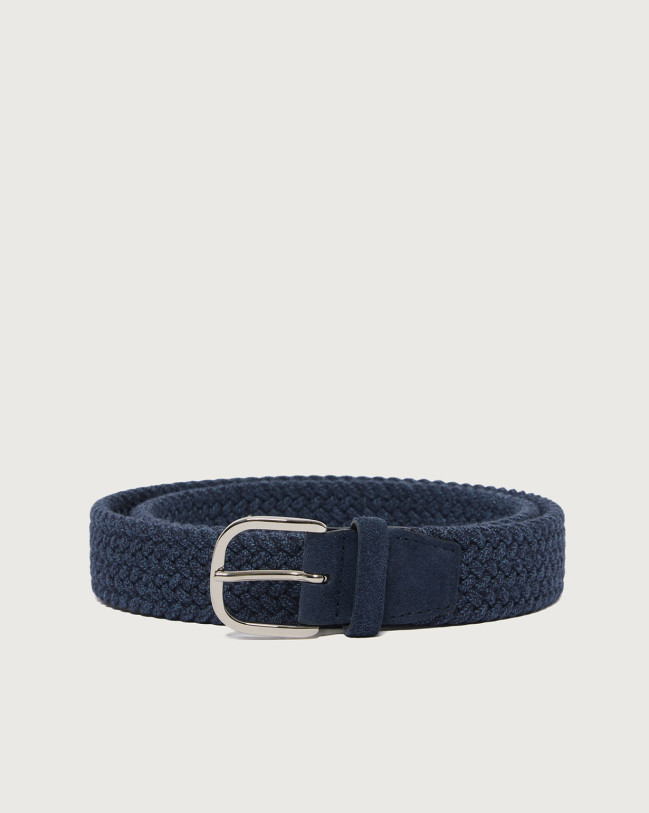 Orciani Elast wool belt 3,5 cm XU0133 Suede leather, Wool Blue