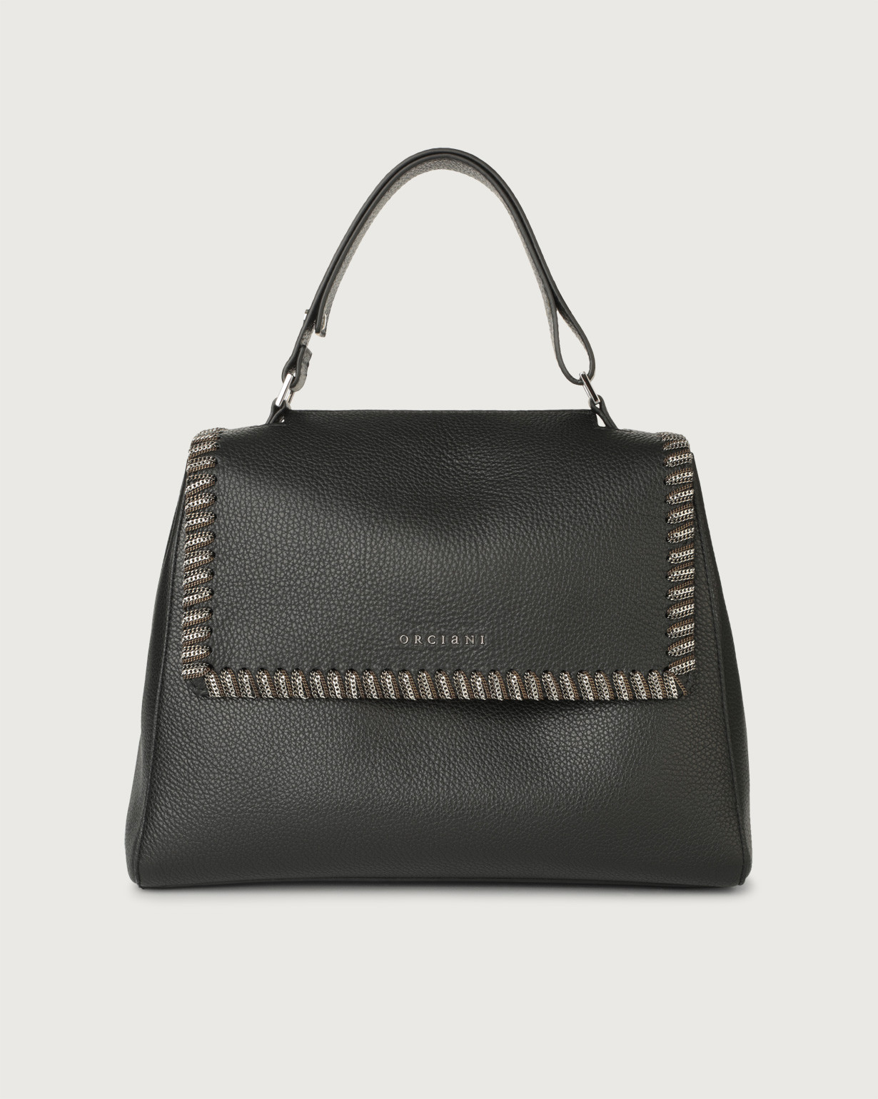 ORCIANI Sveva Chain medium leather shoulder bag with strap color Black