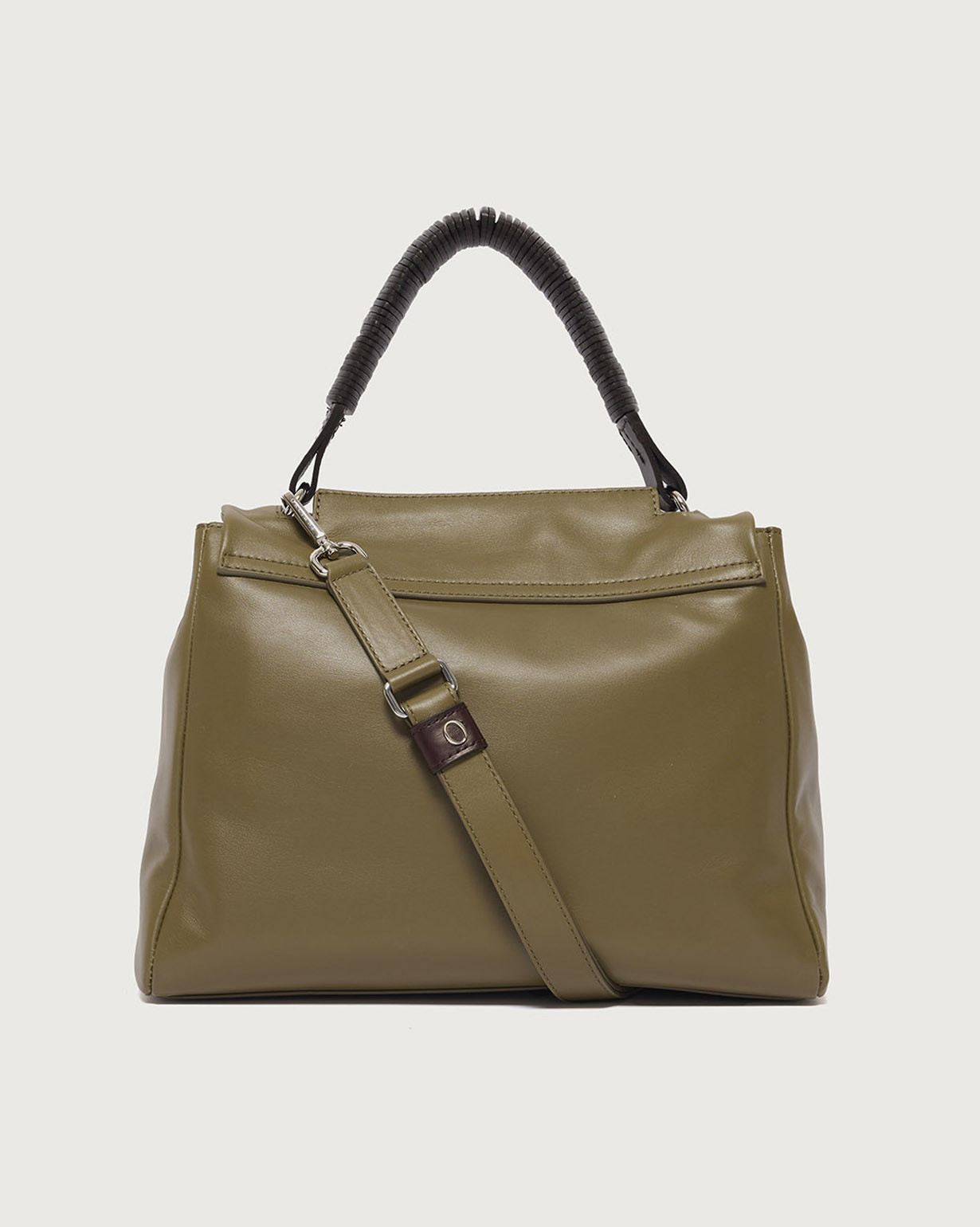 ORCIANI Sveva Jungle Midi leather shoulder bag with strap color Green