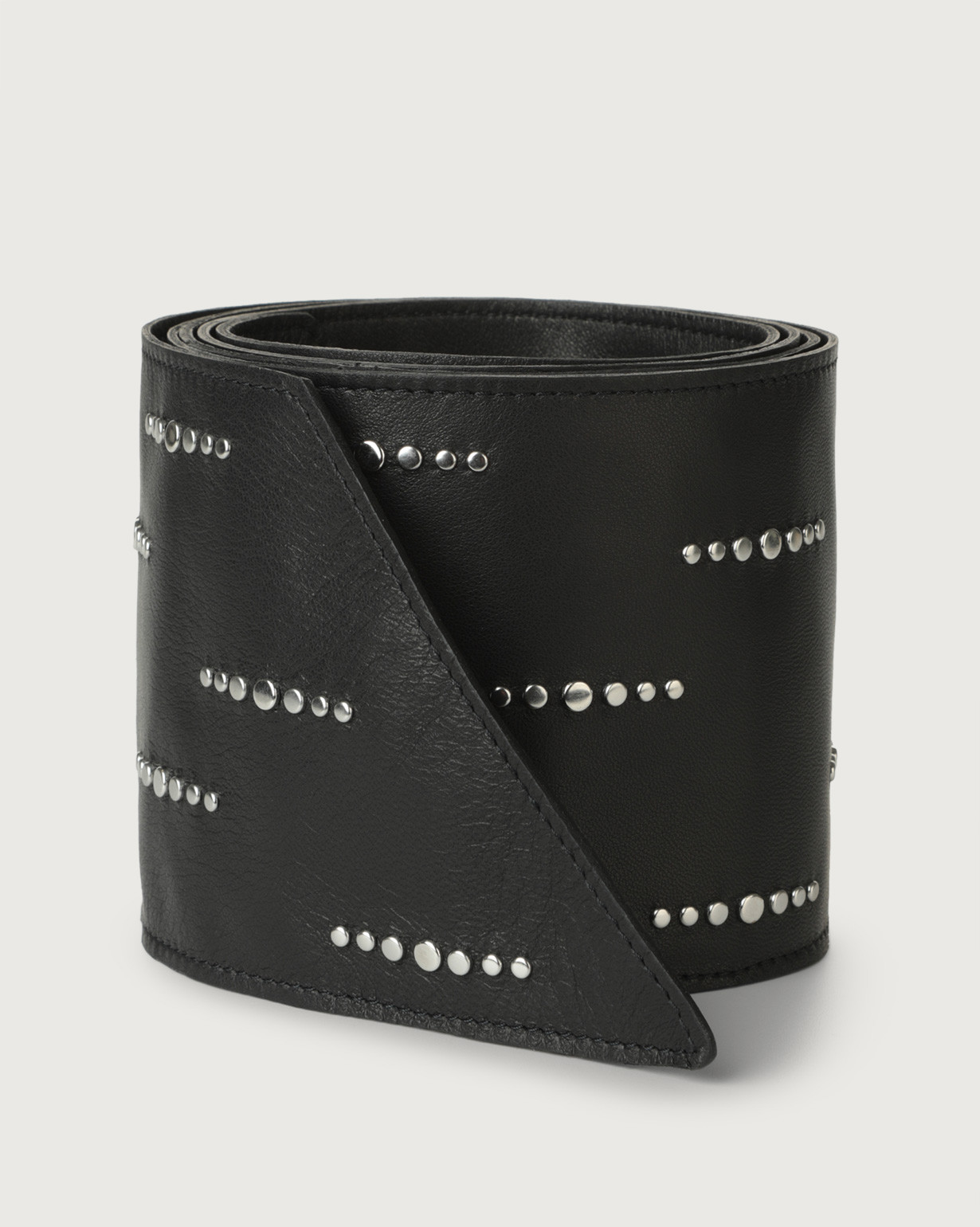 ORCIANI Natur micro-studs leather sash belt color Black