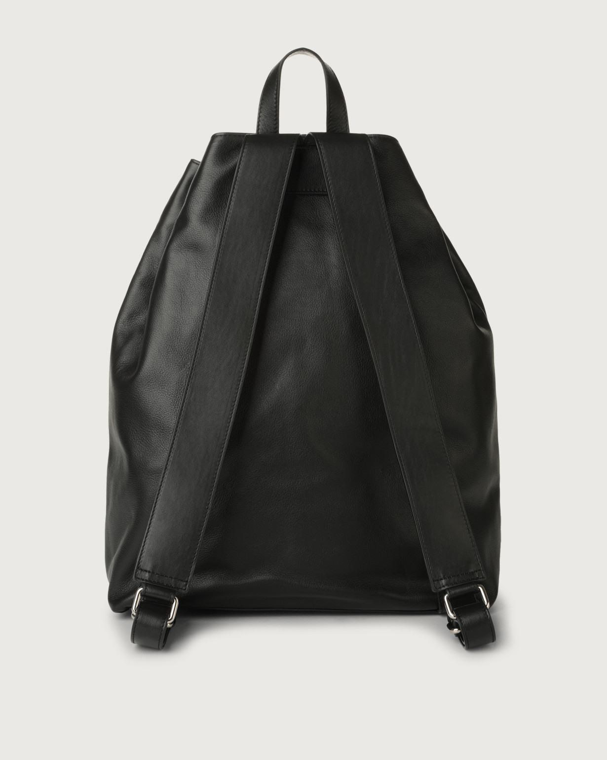 black leather drawstring backpack