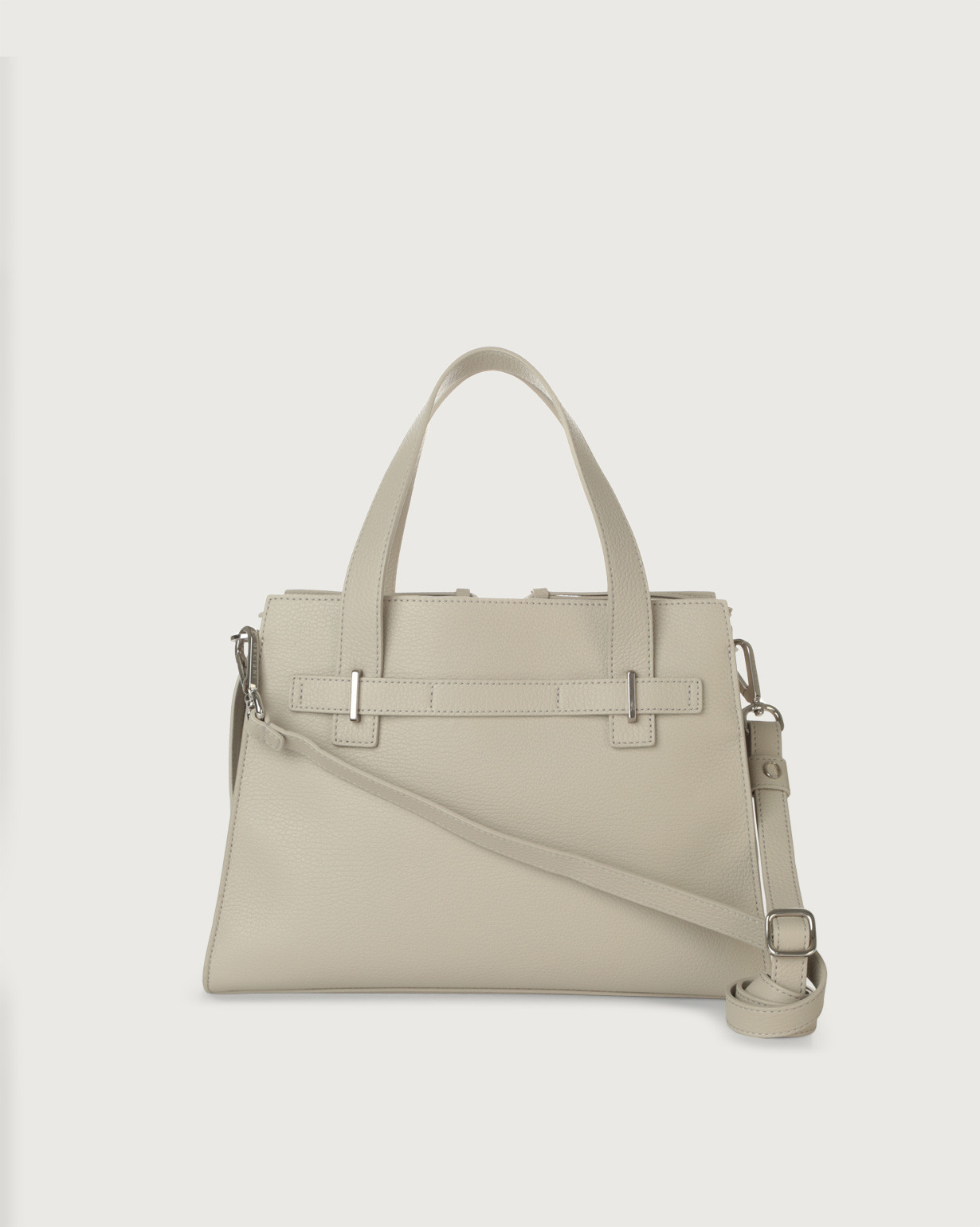 ORCIANI POSH Sense Medium leather handbag with strap color light grey