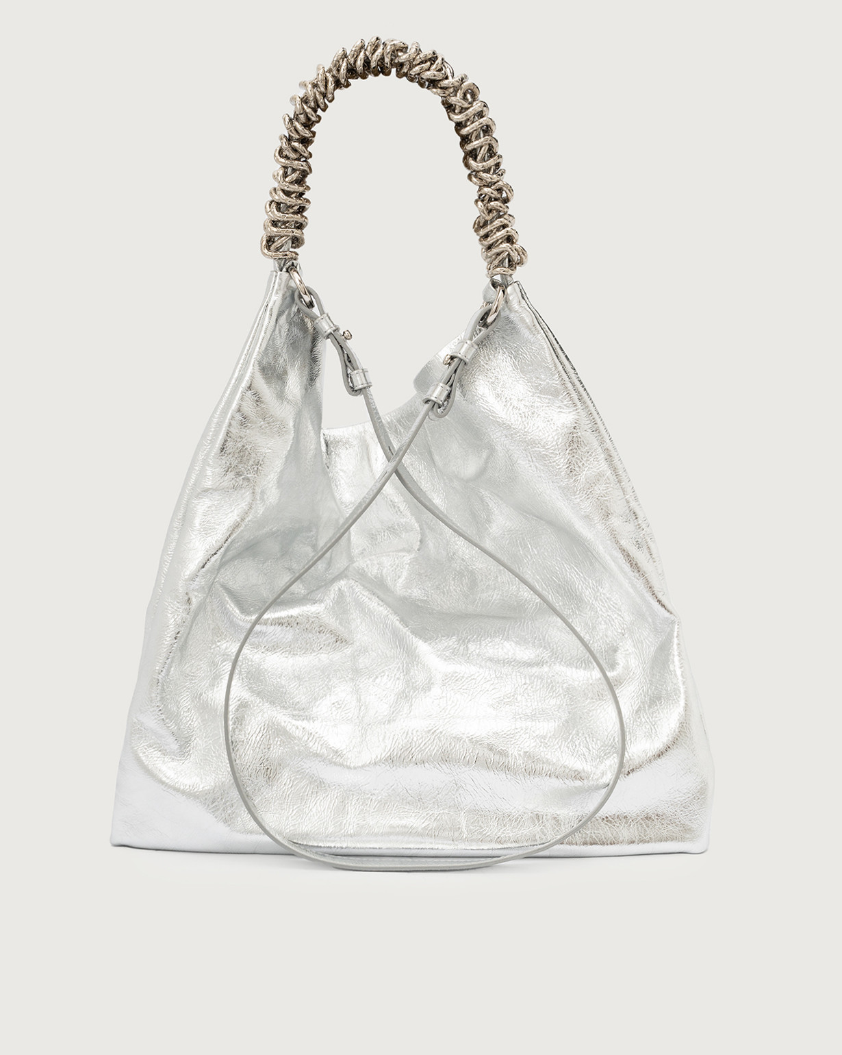ORCIANI Todo Metal cracked leather shoulder bag with strap