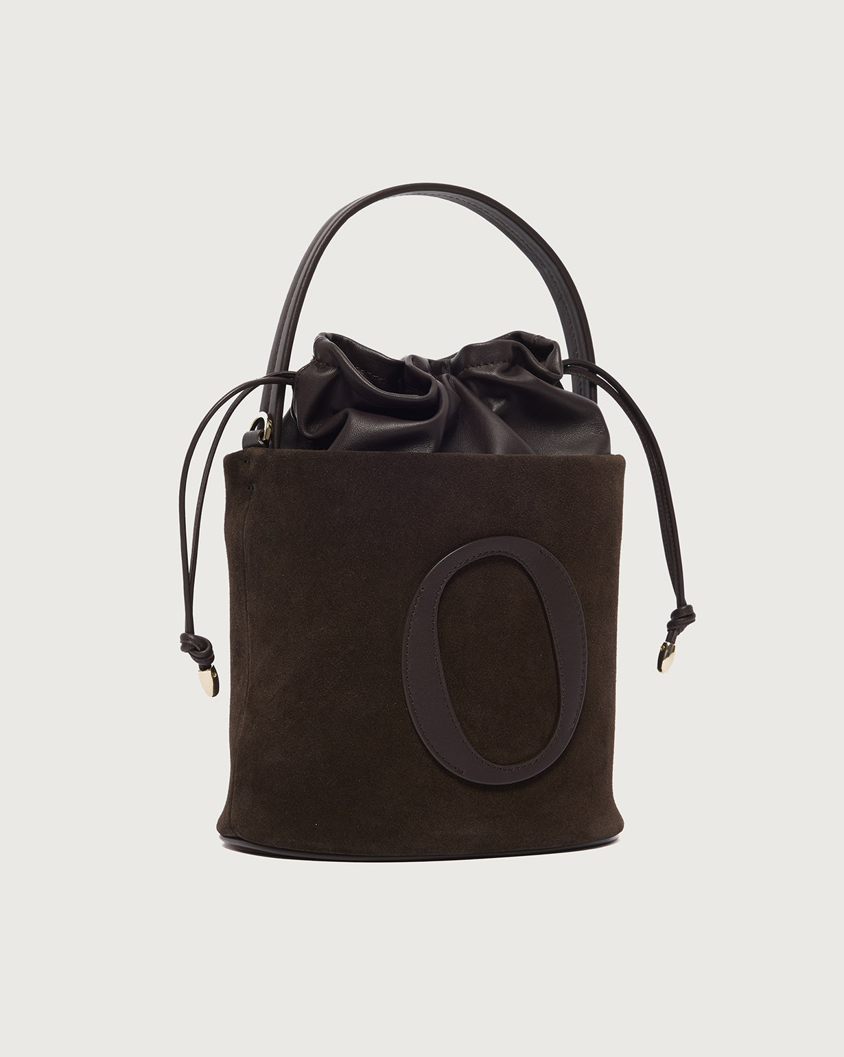 meravel Airy Terry Bucket Bag ブラウン ORCIANI Her-O Peach Oro Small suede leather bucket bag color chocolate