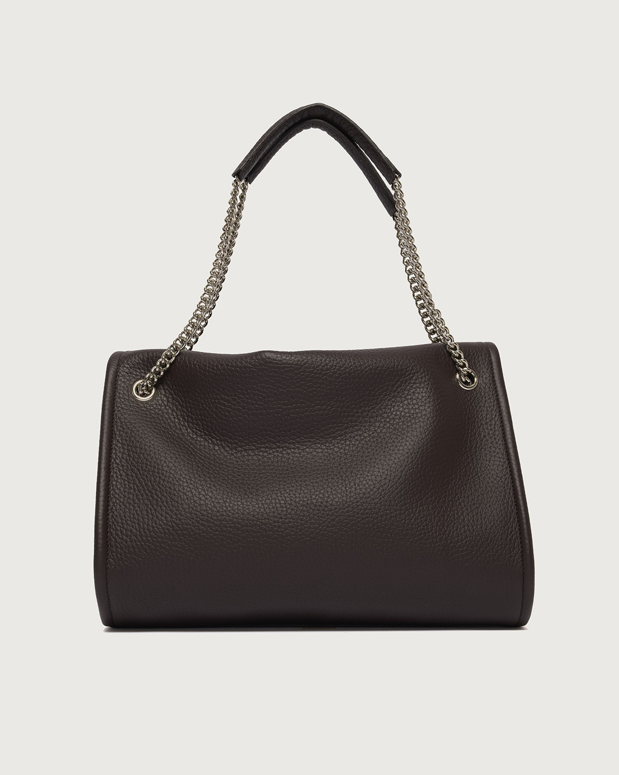 ORCIANI Venus Soft Midi grained leather shoulder bag color Chocolate