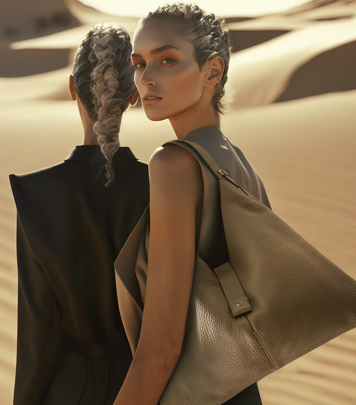 ORCIANI Vita Soft leather shoulder bag with strap color Sand