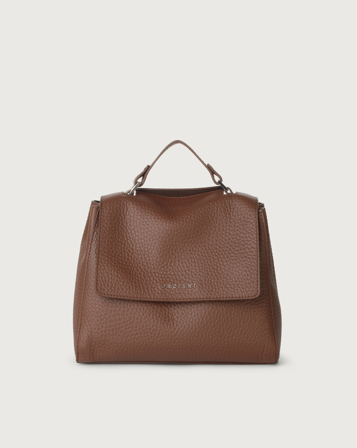 ORCIANI Sveva Soft Small leather handbag with shoulder strap color Cognac