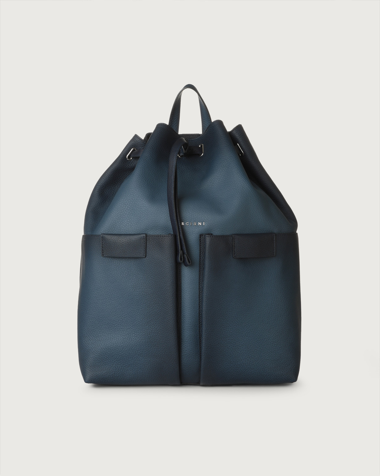 ORCIANI Micron Deep leather drawstring backpack color Blue