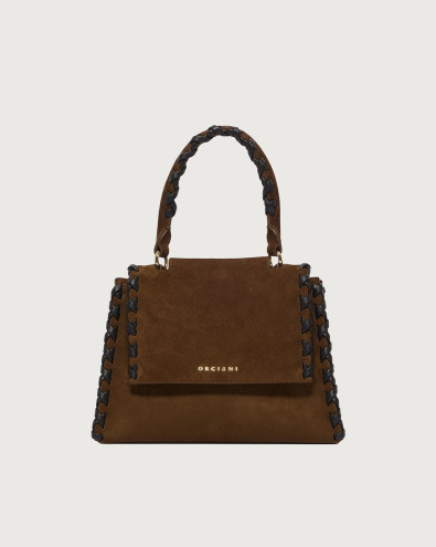 Sveva Peach Cross Small suede leather handbag with strap