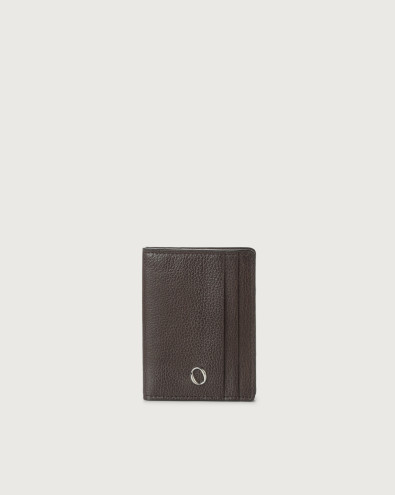 Chevrette hinge opening leather card holder