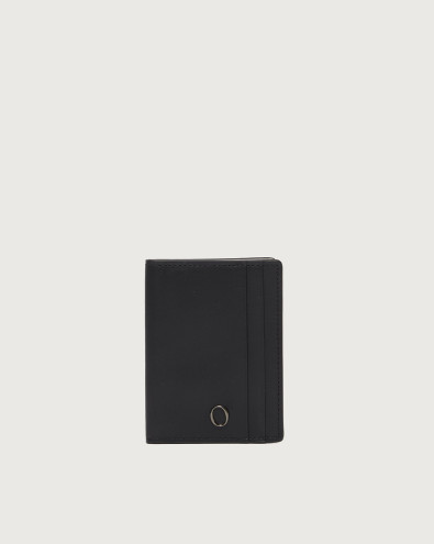 Spyder hinge opening leather card holder