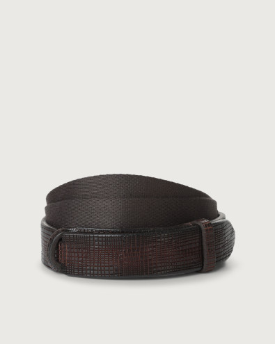 Cross leather and fabric Nobuckle belt
