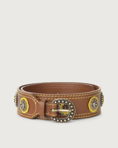 Nabucco nubuck leather belt with studs