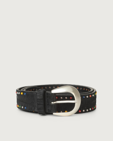 Blade leather belt with micro-studs