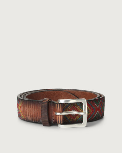 ORCIANI Buffer leather belt with roller buckle color Cognac