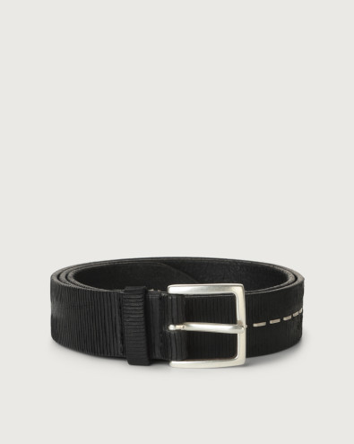 Blade leather belt with metallic clips