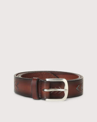 Bull Gaucho leather belt with arrow patte