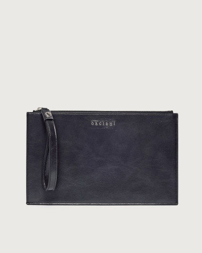 Gotham large shiny finish leather pouch