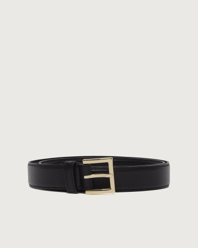 Basic Square Boston leather belt 3 cm