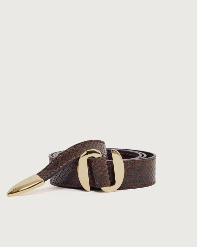 Exotic long tip leather belt 3 cm