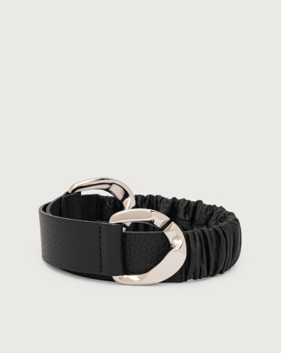 Soft strech grained leather belt 4 cm