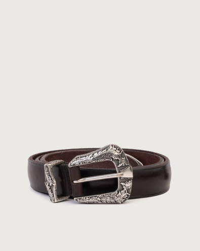 Bull Soft western details leather belt 3,5 cm