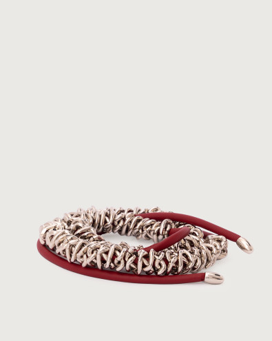 Nappa A tied leather belt with chain detail