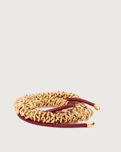 Nappa B tied leather belt with chain detail