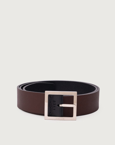 Saffiano Double reversible leather belt 3,5 cm