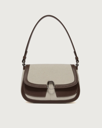 Kate Savana Small canvas and leather shoulder bag with strap