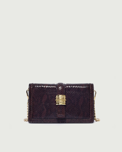 Coquette Exotic python effect leather clutch bag with strap