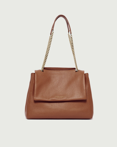 Sveva Sense Midi dollar leather shoulder bag