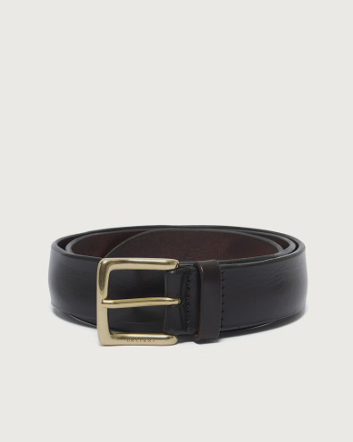 Bull Soft leather belt brass buckle 3,5 cm