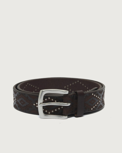 Bull Soft leather belt with studs 3,5 cm