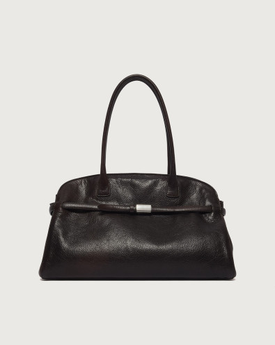 Aura Lagoon Large leather shoulder bag with strap