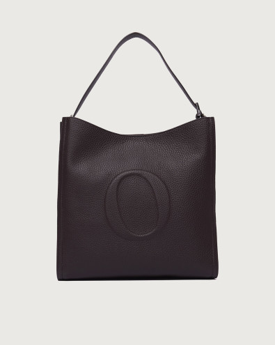Her-O Soft Large grained leather shoulder bag with strap