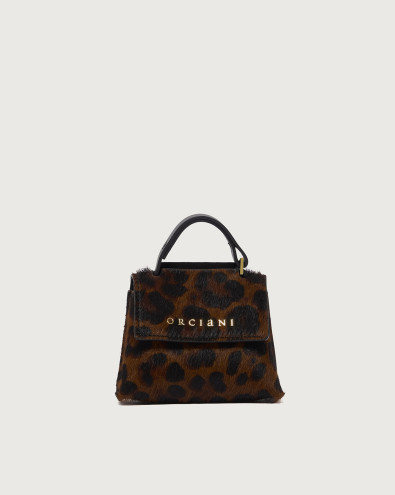 Mini Sveva Leo pony hair leather bag charm